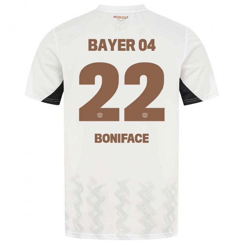 Danxen Femme Maillot Victor Boniface #22 Blanc Noir Tenues Extérieur 2024/25 T-Shirt