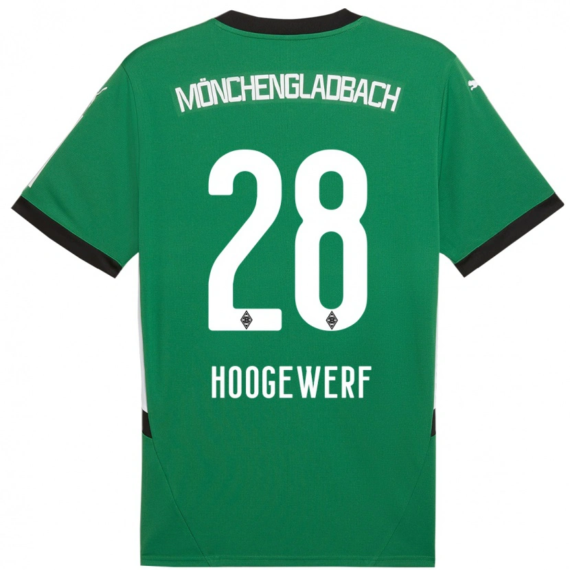 Danxen Femme Maillot Dillon Hoogewerf #28 Vert Blanc Tenues Extérieur 2024/25 T-Shirt