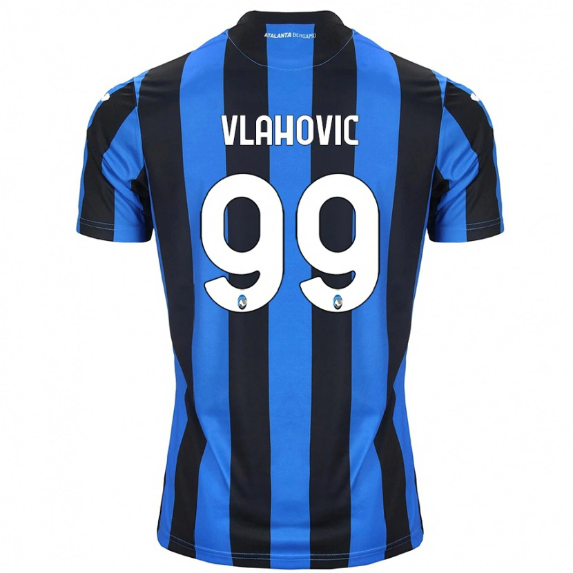 Danxen Enfant Maillot Vanja Vlahovic #99 Bleu Noir Tenues Domicile 2024/25 T-Shirt