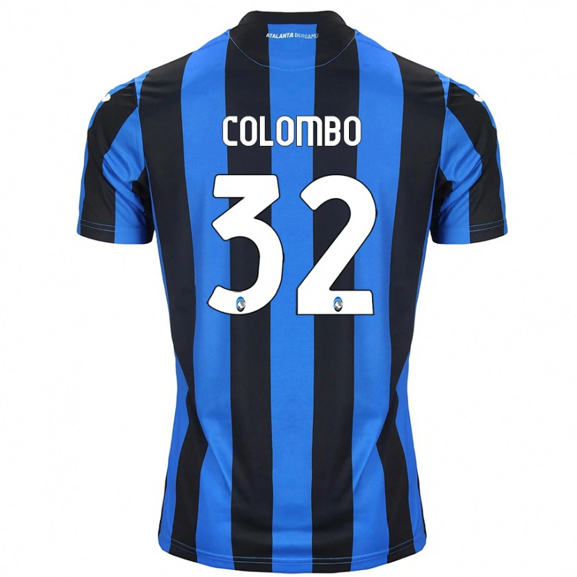 Danxen Enfant Maillot Matteo Colombo #32 Bleu Noir Tenues Domicile 2024/25 T-Shirt