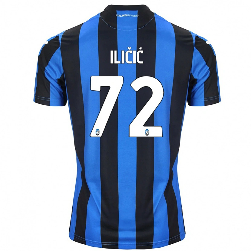 Danxen Enfant Maillot Josip Ilicic #72 Bleu Noir Tenues Domicile 2024/25 T-Shirt