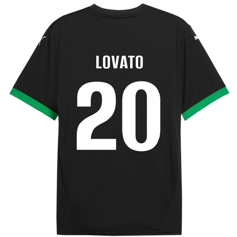 Danxen Enfant Maillot Matteo Lovato #20 Noir Vert Foncé Tenues Domicile 2024/25 T-Shirt