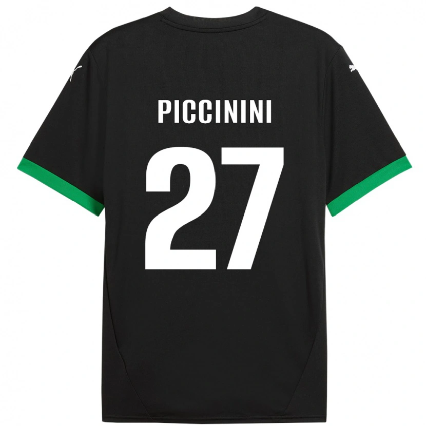 Danxen Enfant Maillot Stefano Piccinini #27 Noir Vert Foncé Tenues Domicile 2024/25 T-Shirt