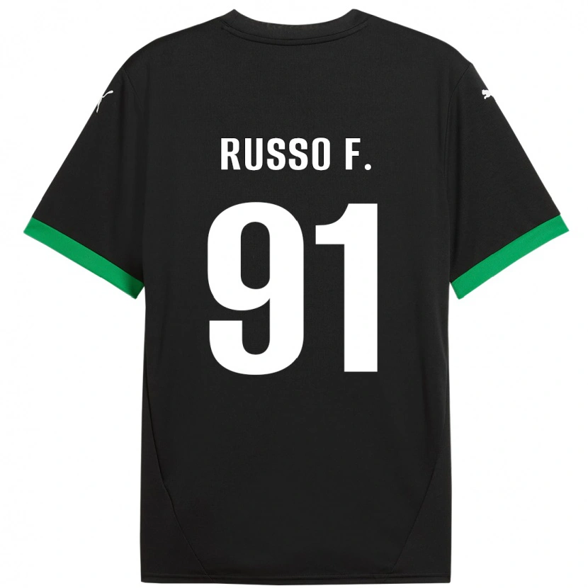 Danxen Enfant Maillot Flavio Russo #91 Noir Vert Foncé Tenues Domicile 2024/25 T-Shirt