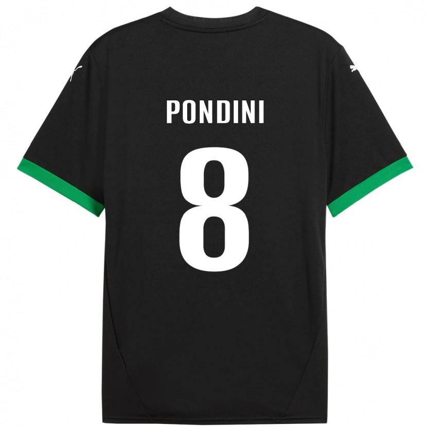 Danxen Enfant Maillot Giada Pondini #8 Noir Vert Foncé Tenues Domicile 2024/25 T-Shirt
