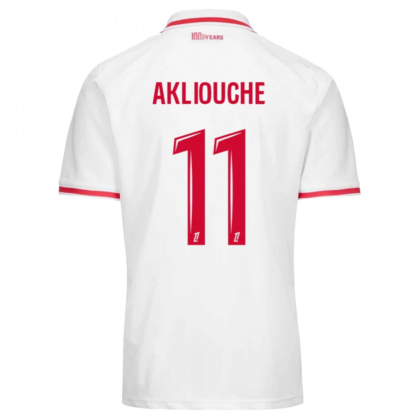 Danxen Enfant Maillot Maghnes Akliouche #11 Blanc Rouge Tenues Domicile 2024/25 T-Shirt