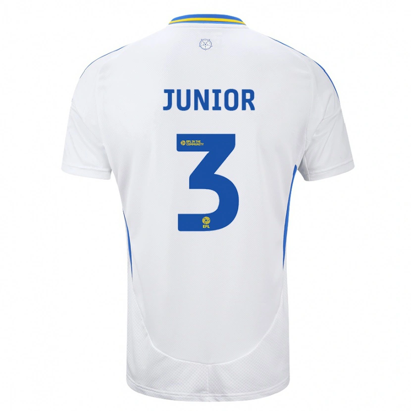 Danxen Enfant Maillot Junior Firpo #3 Blanc Bleu Tenues Domicile 2024/25 T-Shirt