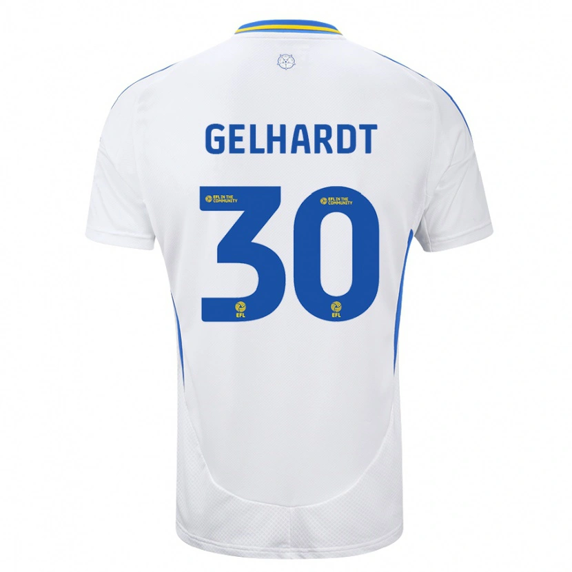 Danxen Enfant Maillot Joe Gelhardt #30 Blanc Bleu Tenues Domicile 2024/25 T-Shirt