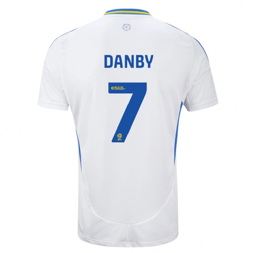 Danxen Enfant Maillot Sarah Danby #7 Blanc Bleu Tenues Domicile 2024/25 T-Shirt