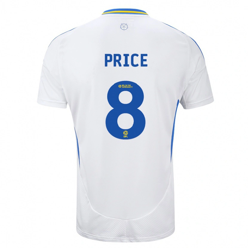 Danxen Enfant Maillot Leoni Price #8 Blanc Bleu Tenues Domicile 2024/25 T-Shirt