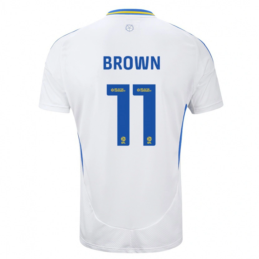 Danxen Enfant Maillot Abbie Brown #11 Blanc Bleu Tenues Domicile 2024/25 T-Shirt