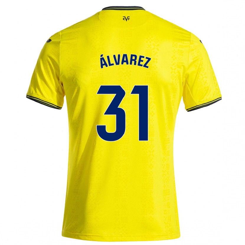 Danxen Enfant Maillot Iker Álvarez #31 Jaune Noir Tenues Domicile 2024/25 T-Shirt