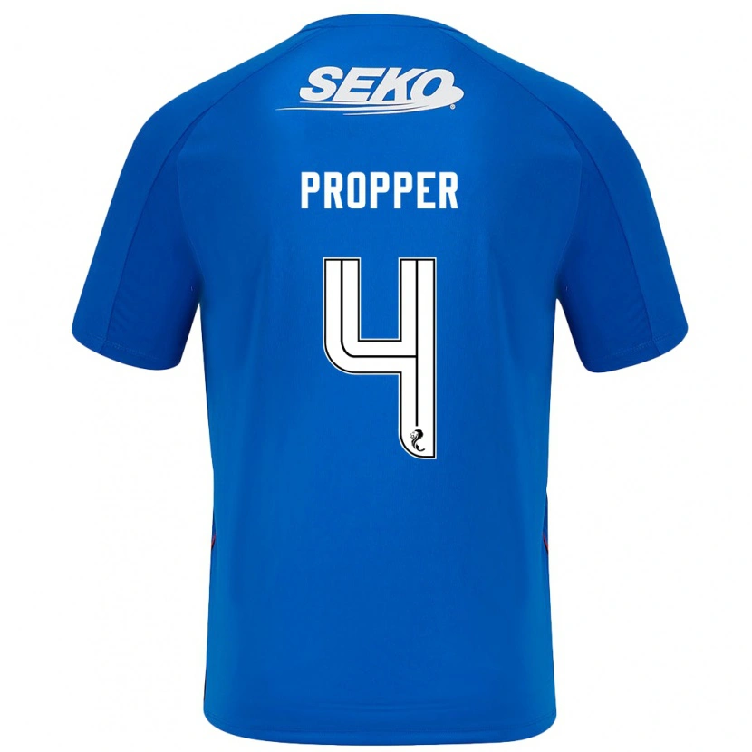 Danxen Enfant Maillot Robin Pröpper #4 Bleu Foncé Tenues Domicile 2024/25 T-Shirt
