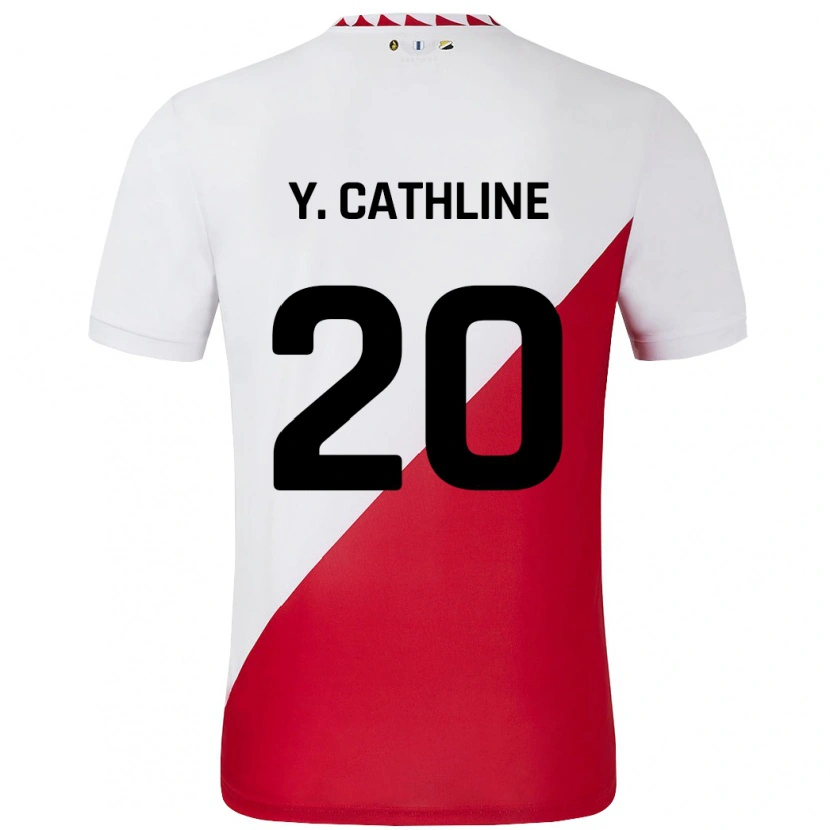 Danxen Enfant Maillot Yoann Cathline #20 Blanc Rouge Tenues Domicile 2024/25 T-Shirt