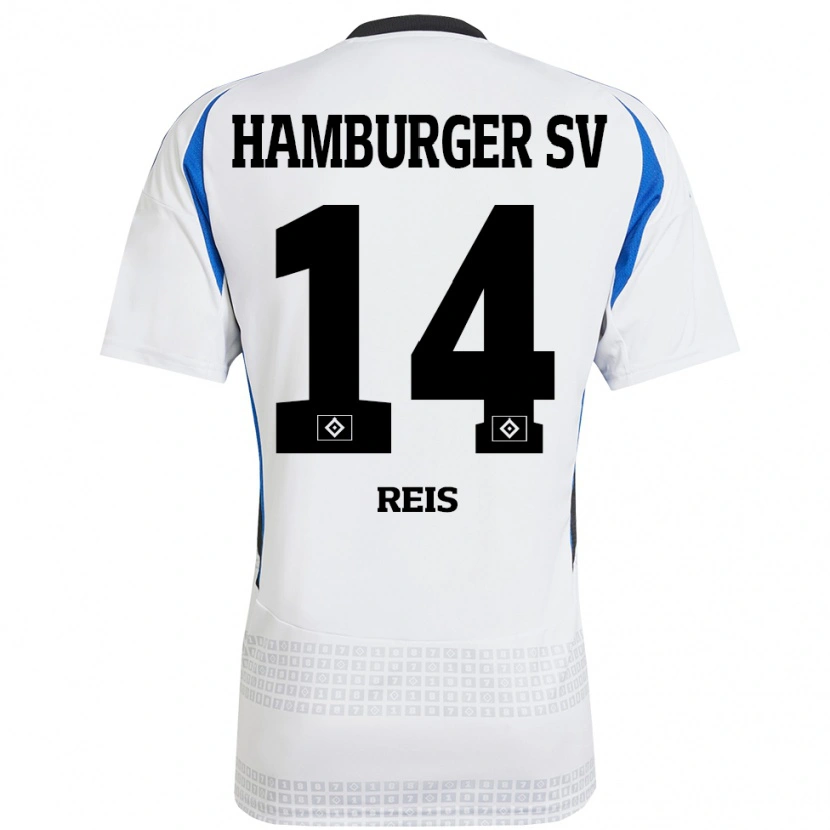 Danxen Enfant Maillot Ludovit Reis #14 Blanc Bleu Tenues Domicile 2024/25 T-Shirt