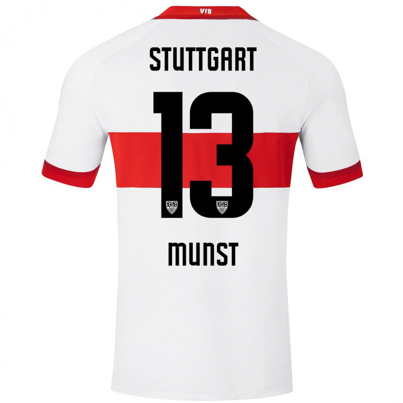 Danxen Enfant Maillot Leonhard Münst #13 Blanc Rouge Tenues Domicile 2024/25 T-Shirt