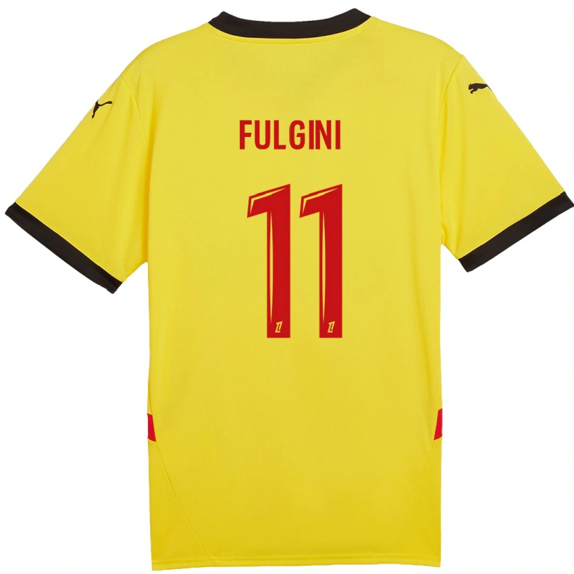 Danxen Enfant Maillot Angelo Fulgini #11 Jaune Rouge Tenues Domicile 2024/25 T-Shirt