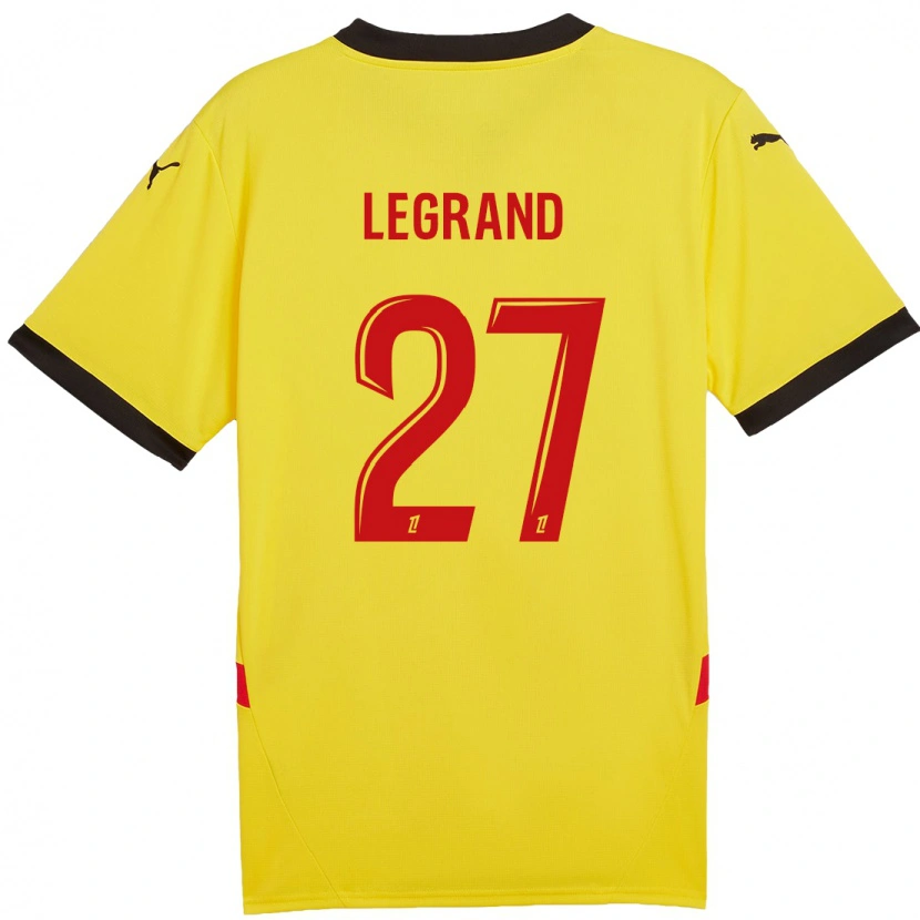 Danxen Enfant Maillot Bérénice Legrand #27 Jaune Rouge Tenues Domicile 2024/25 T-Shirt