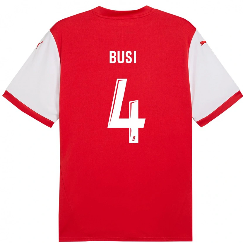 Danxen Enfant Maillot Maxime Busi #4 Rouge Blanc Tenues Domicile 2024/25 T-Shirt