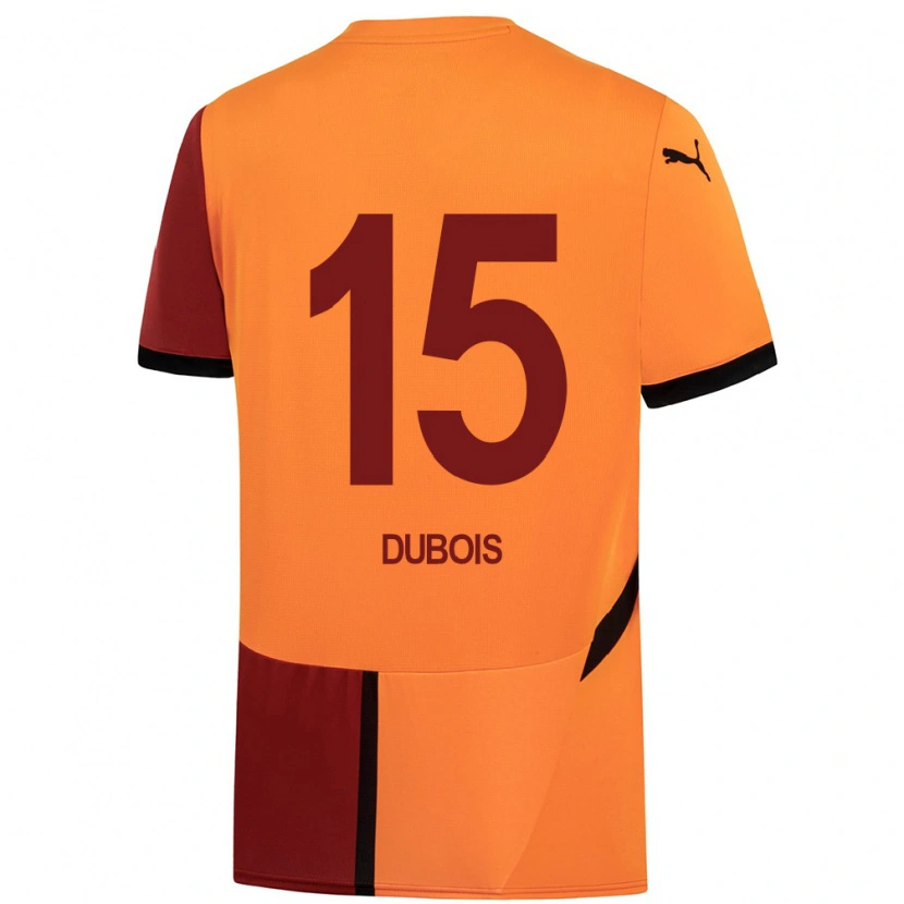 Danxen Enfant Maillot Léo Dubois #15 Jaune Rouge Tenues Domicile 2024/25 T-Shirt