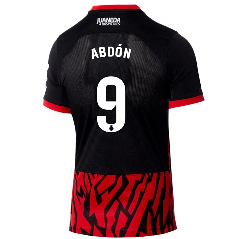 Danxen Enfant Maillot Abdón Prats #9 Noir Rouge Tenues Domicile 2024/25 T-Shirt