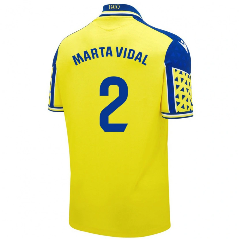 Danxen Enfant Maillot Marta Vidal Vela #2 Jaune Bleu Tenues Domicile 2024/25 T-Shirt