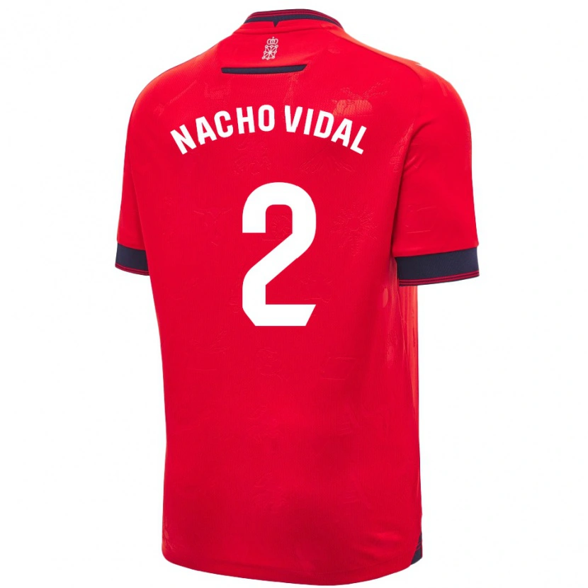 Danxen Enfant Maillot Nacho Vidal #2 Rouge Blanc Tenues Domicile 2024/25 T-Shirt