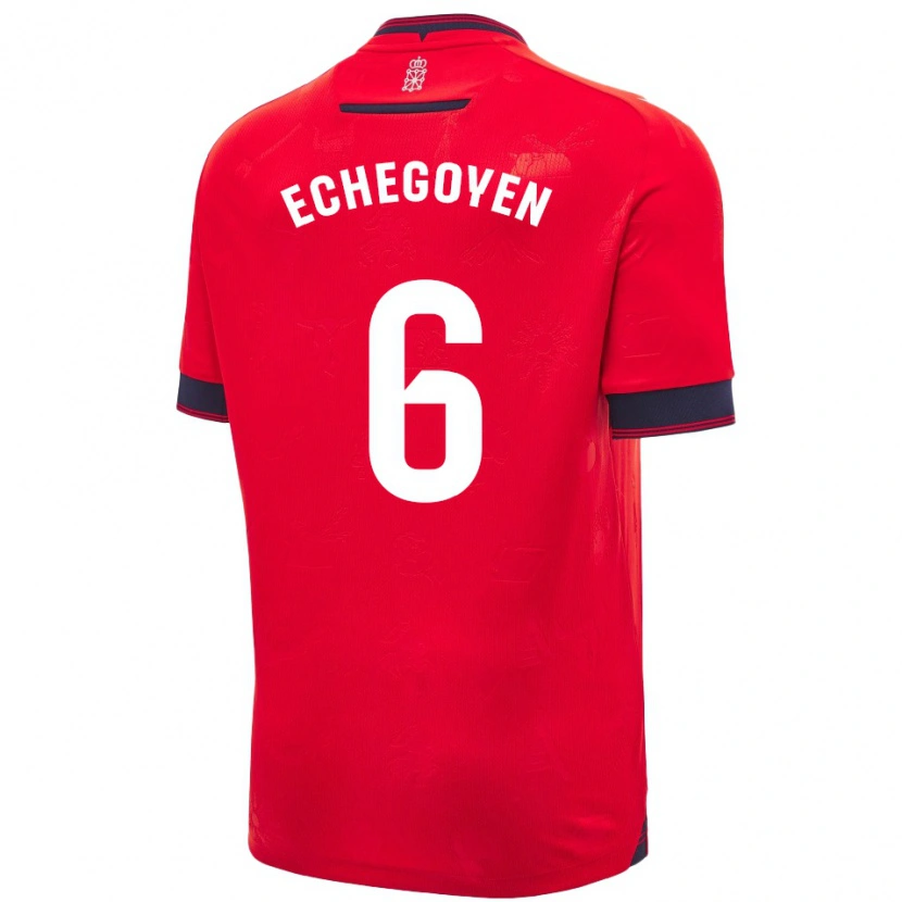 Danxen Enfant Maillot Mauro Echegoyen #6 Rouge Blanc Tenues Domicile 2024/25 T-Shirt