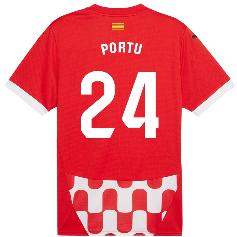 Danxen Enfant Maillot Portu #24 Rouge Blanc Tenues Domicile 2024/25 T-Shirt
