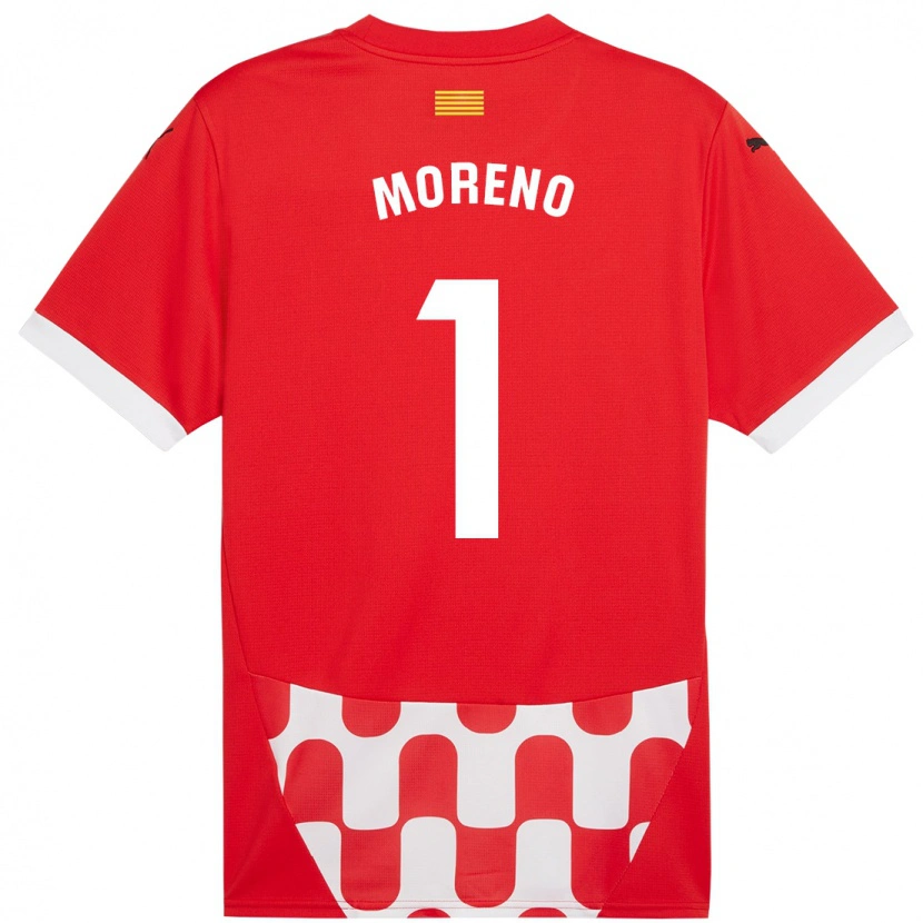 Danxen Enfant Maillot Gerard Moreno #1 Rouge Blanc Tenues Domicile 2024/25 T-Shirt