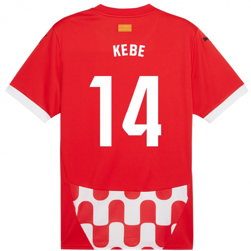 Danxen Enfant Maillot Moussa Kébé #14 Rouge Blanc Tenues Domicile 2024/25 T-Shirt