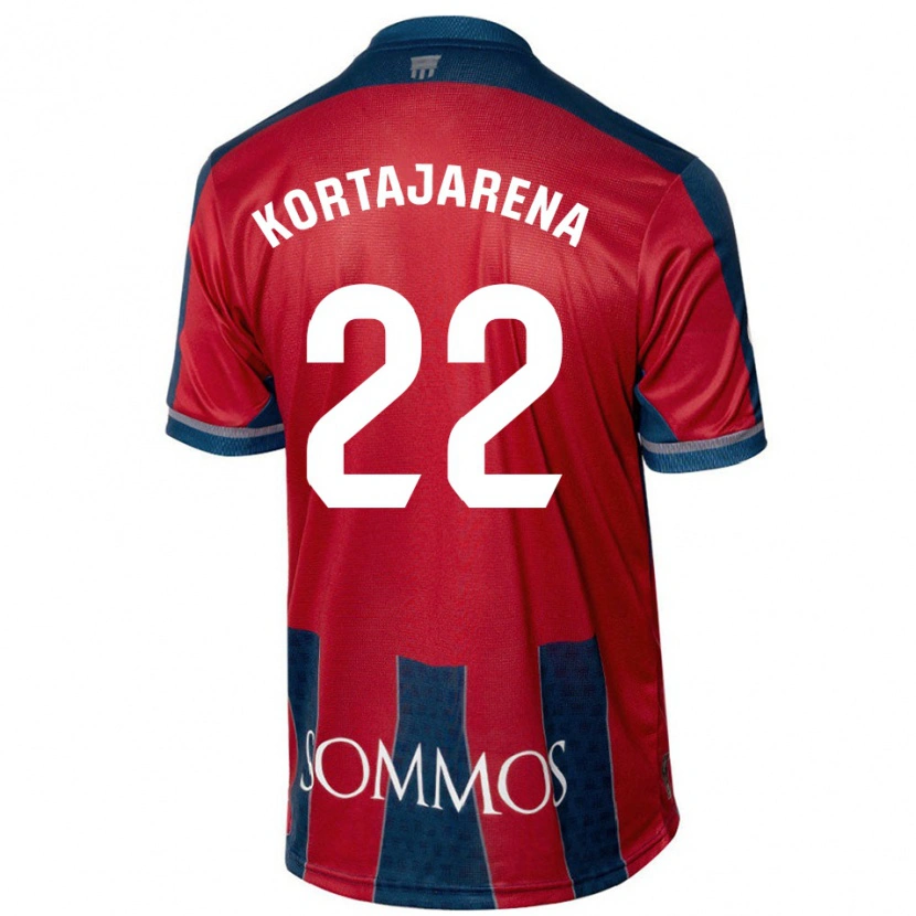 Danxen Enfant Maillot Iker Kortajarena #22 Rouge Bleu Tenues Domicile 2024/25 T-Shirt