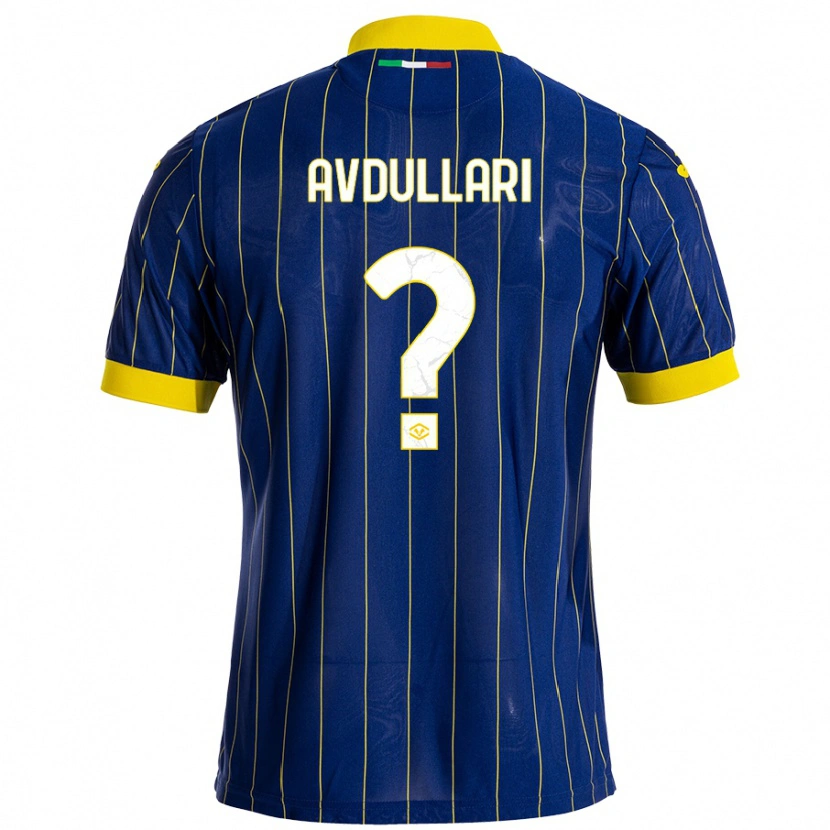 Danxen Enfant Maillot Davide Avdullari #0 Bleu Jaune Tenues Domicile 2024/25 T-Shirt