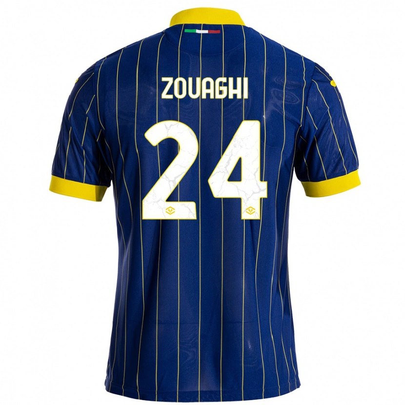 Danxen Enfant Maillot Thomas Zouaghi #24 Bleu Jaune Tenues Domicile 2024/25 T-Shirt