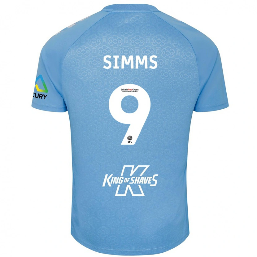 Danxen Enfant Maillot Ellis Simms #9 Bleu Blanc Tenues Domicile 2024/25 T-Shirt