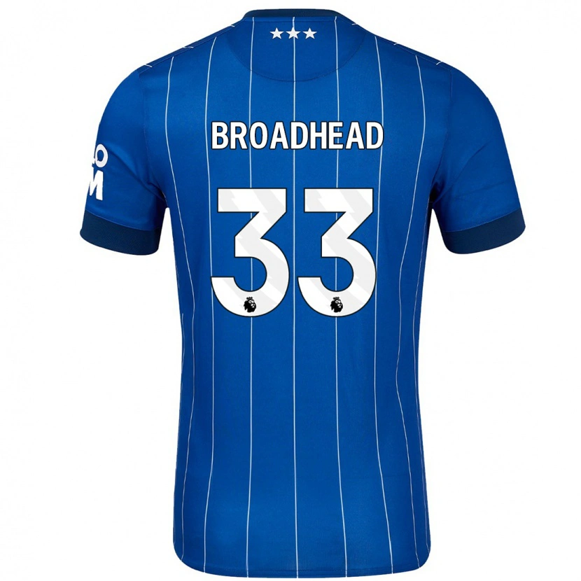 Danxen Enfant Maillot Nathan Broadhead #33 Bleu Marine Tenues Domicile 2024/25 T-Shirt