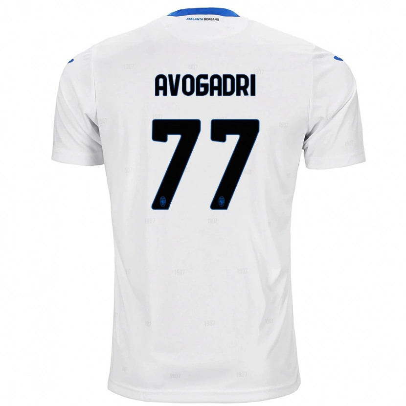 Danxen Enfant Maillot Lorenzo Avogadri #77 Blanc Tenues Extérieur 2024/25 T-Shirt