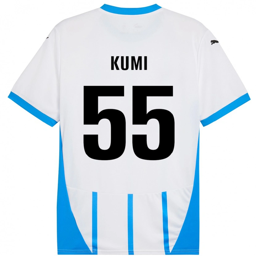 Danxen Enfant Maillot Justin Kumi #55 Blanc Bleu Tenues Extérieur 2024/25 T-Shirt