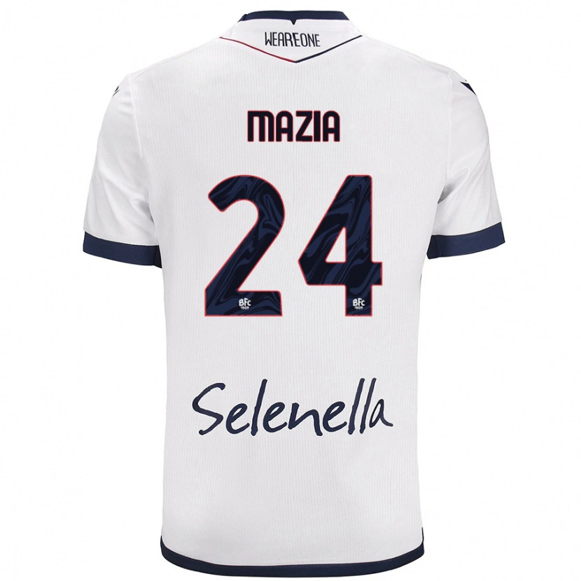 Danxen Enfant Maillot Andrea Mazia #24 Blanc Bleu Royal Tenues Extérieur 2024/25 T-Shirt