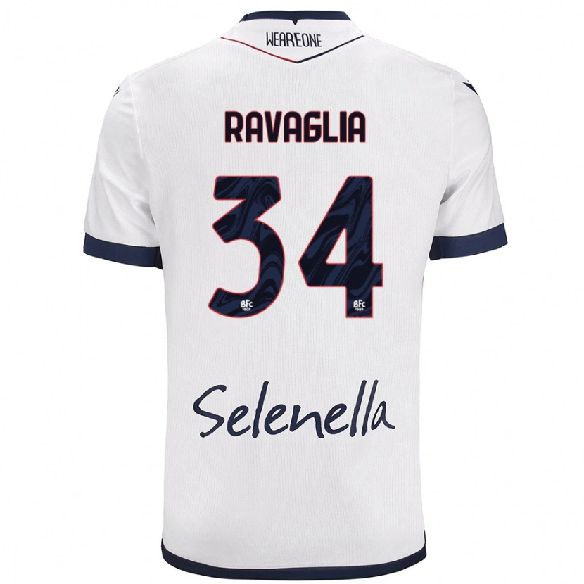 Danxen Enfant Maillot Federico Ravaglia #34 Blanc Bleu Royal Tenues Extérieur 2024/25 T-Shirt