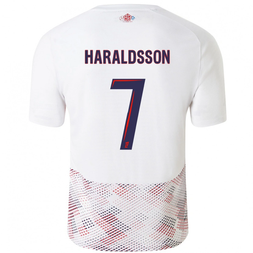 Danxen Enfant Maillot Hákon Arnar Haraldsson #7 Blanc Bleu Royal Tenues Extérieur 2024/25 T-Shirt