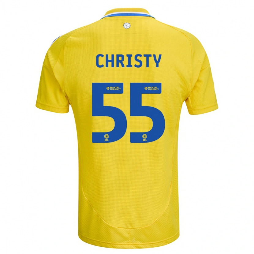 Danxen Enfant Maillot Harry Christy #55 Jaune Bleu Tenues Extérieur 2024/25 T-Shirt