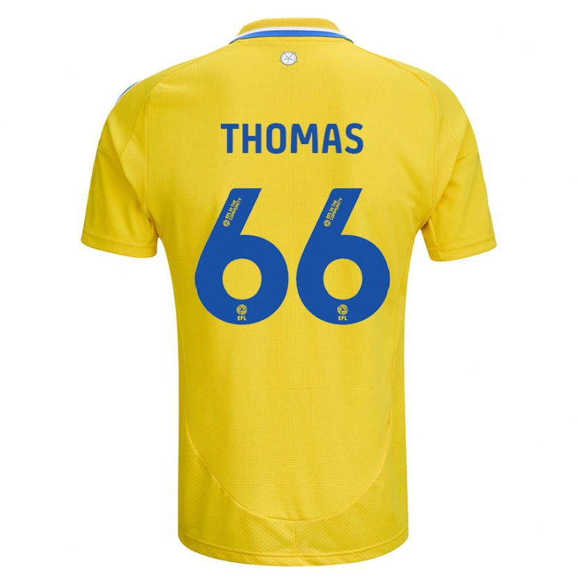 Danxen Enfant Maillot Luca Thomas #66 Jaune Bleu Tenues Extérieur 2024/25 T-Shirt
