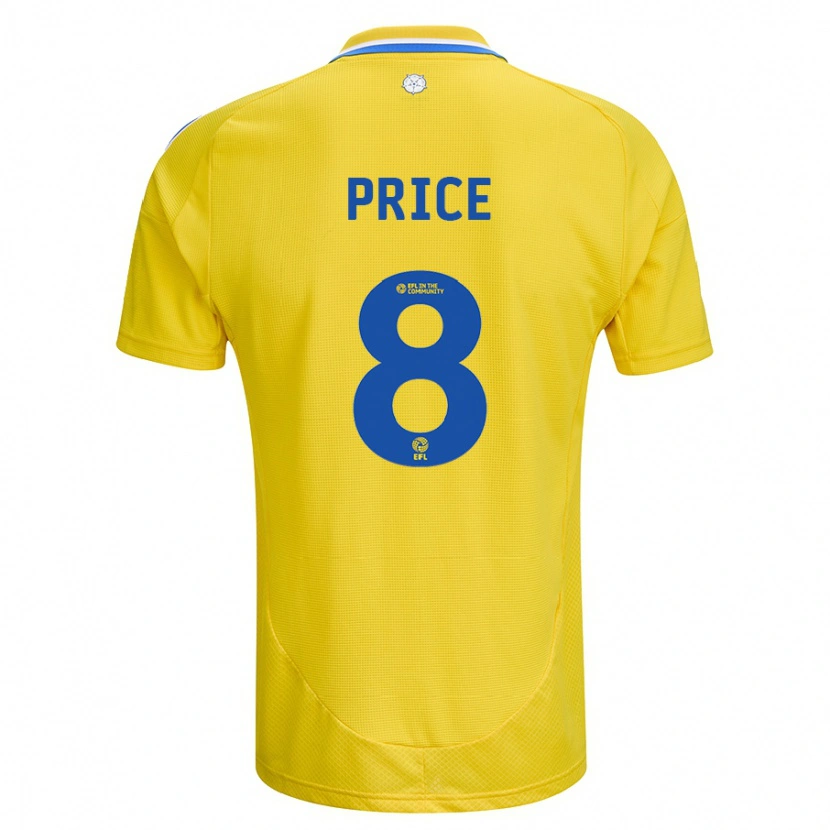 Danxen Enfant Maillot Leoni Price #8 Jaune Bleu Tenues Extérieur 2024/25 T-Shirt