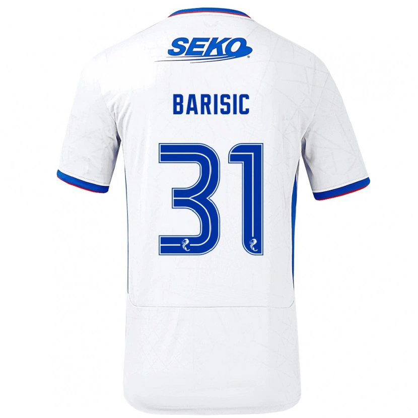 Danxen Enfant Maillot Borna Barisic #31 Blanc Bleu Tenues Extérieur 2024/25 T-Shirt