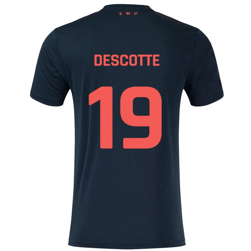 Danxen Enfant Maillot Anthony Descotte #19 Noir Rouge Tenues Extérieur 2024/25 T-Shirt