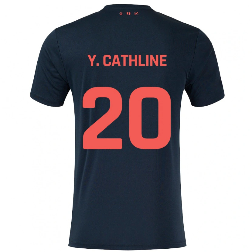 Danxen Enfant Maillot Yoann Cathline #20 Noir Rouge Tenues Extérieur 2024/25 T-Shirt
