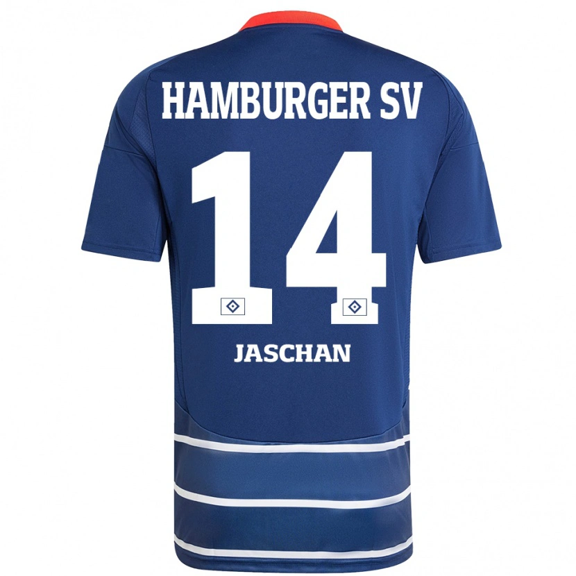 Danxen Enfant Maillot Endrik Jaschan #14 Bleu Foncé Tenues Extérieur 2024/25 T-Shirt
