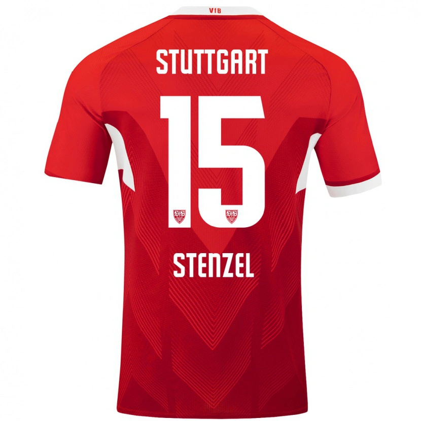 Danxen Enfant Maillot Pascal Stenzel #15 Blanc Rouge Tenues Extérieur 2024/25 T-Shirt