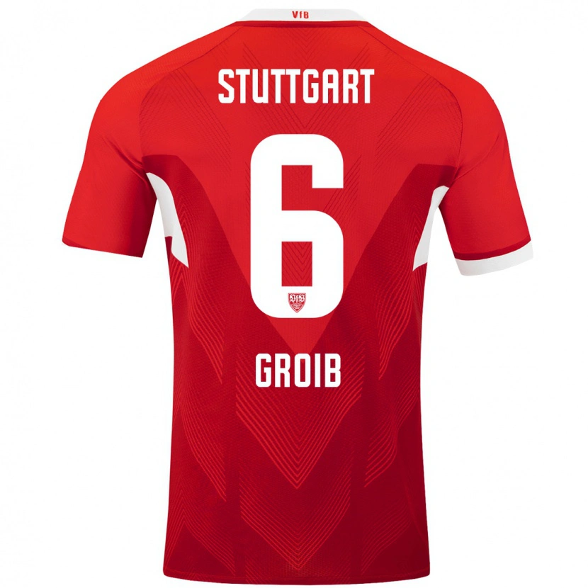 Danxen Enfant Maillot Alexander Groiß #6 Blanc Rouge Tenues Extérieur 2024/25 T-Shirt